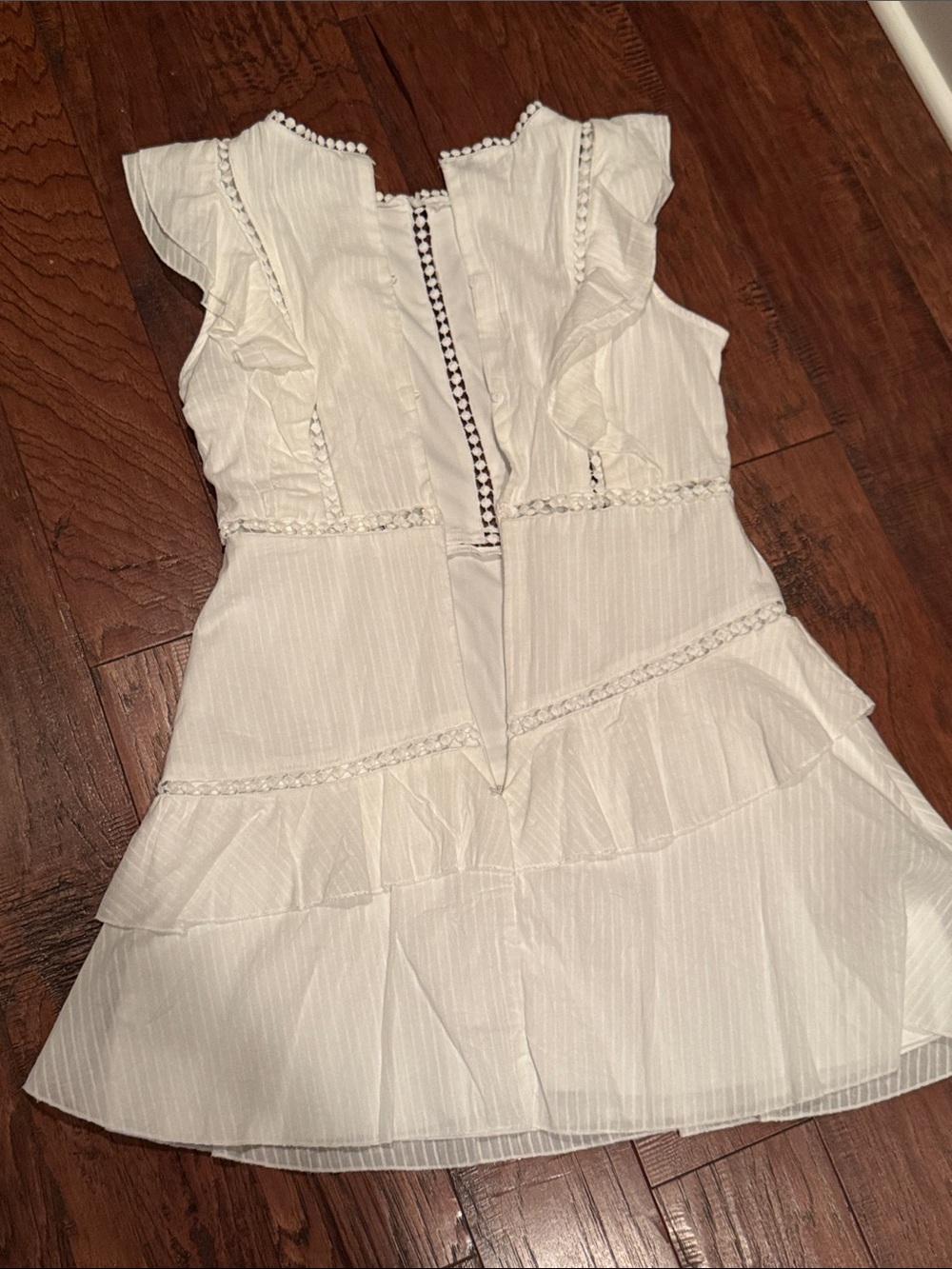 White Ruffled Embroidered Summer Dress - Picture 9 of 12